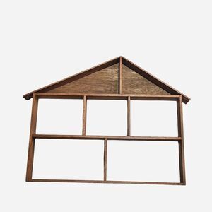 vintage cottagecore twee wooden house wall shelf